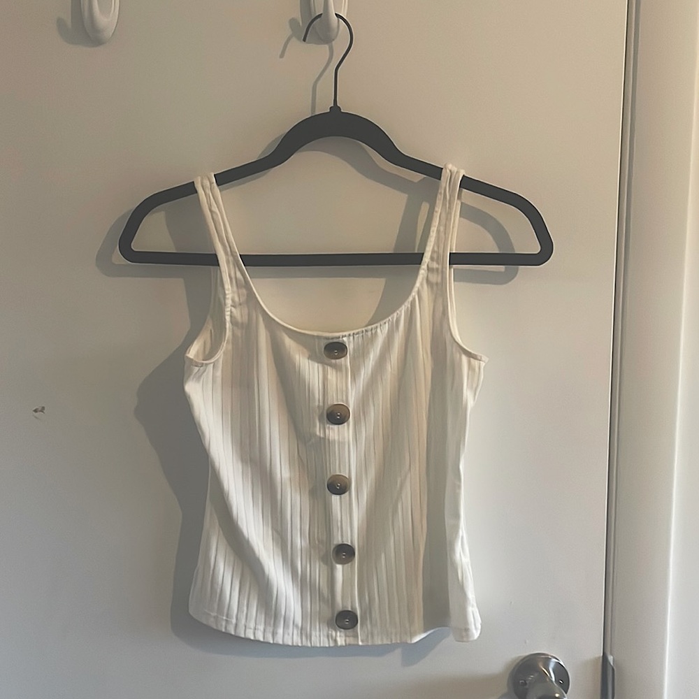 Shein white button up tank